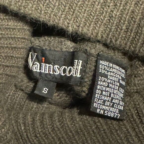 Vintage 1980s Wainscott Womens Olive Green Lambswool Angora Blend Soft Sweater S - Picture 2 of 6